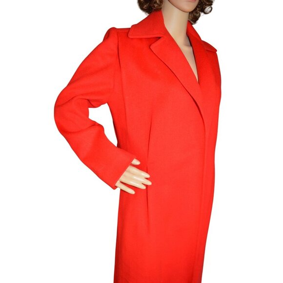 Vintage 70s Victor Joris for Riva Neiman Marcus Bright Red Wool Trench Coat S/M - Picture 2 of 12